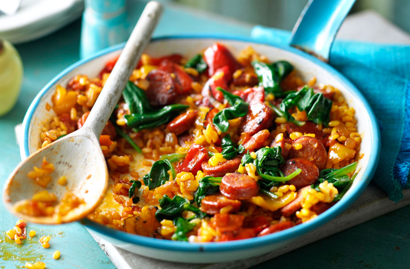 Chorizo and spinach paella recipe