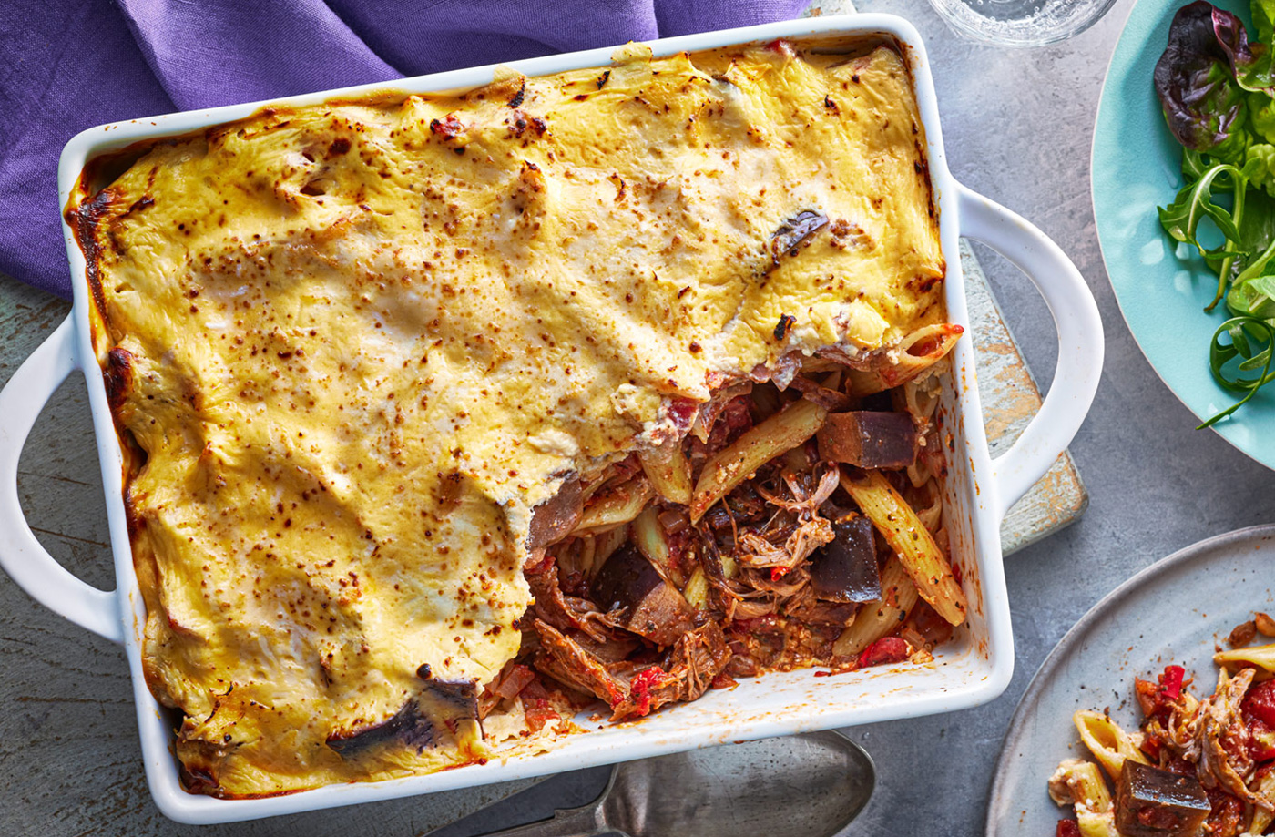 Spicy lamb pasta bake recipe
