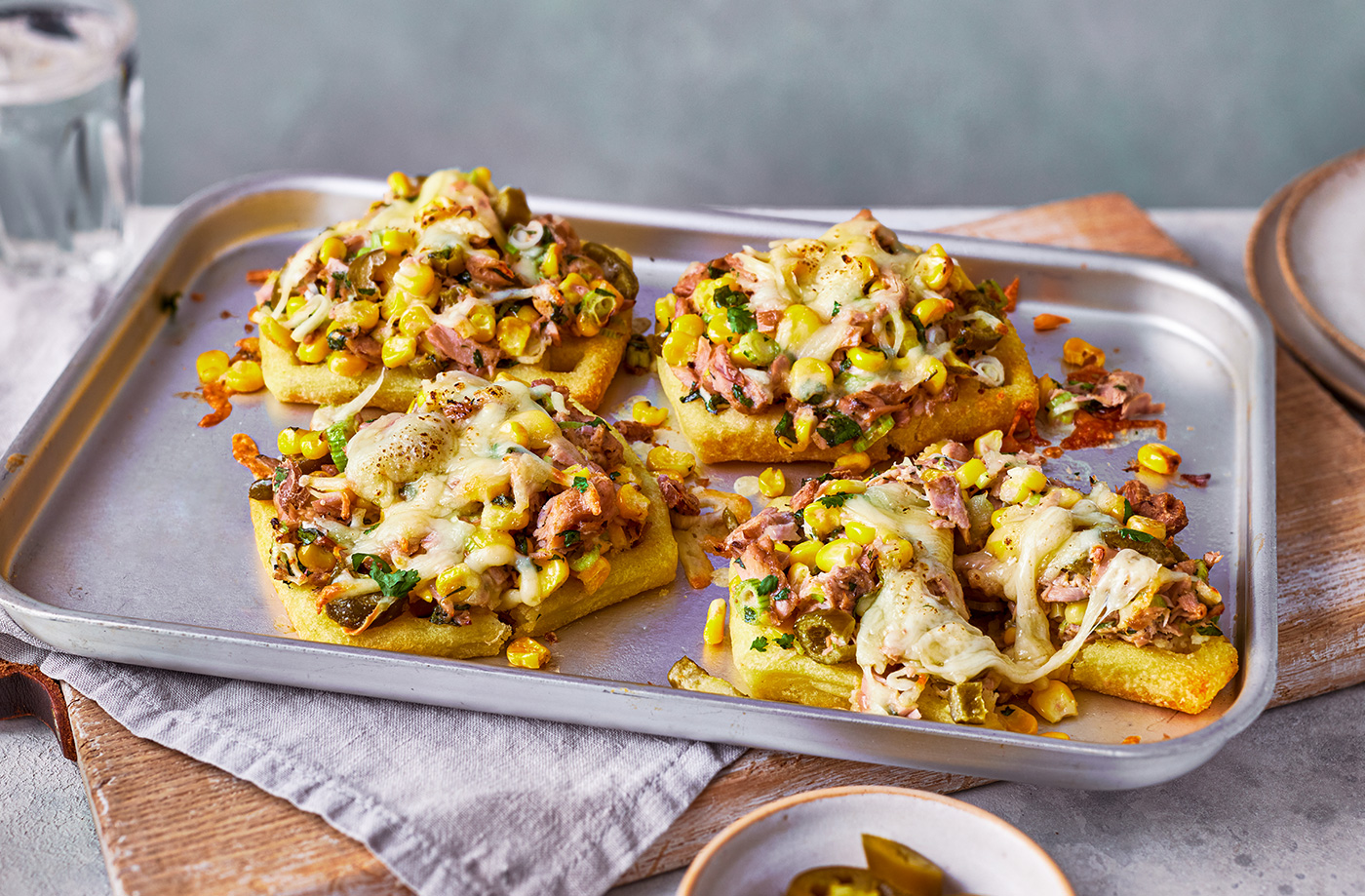 Tuna melt loaded waffles recipe