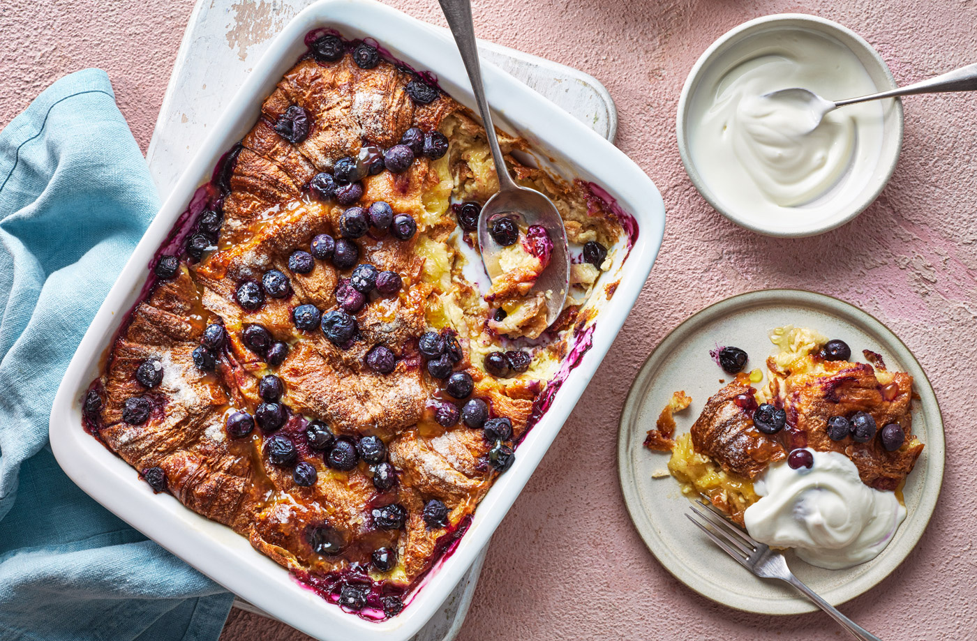 Blueberry and lemon curd croissant bake recipe
