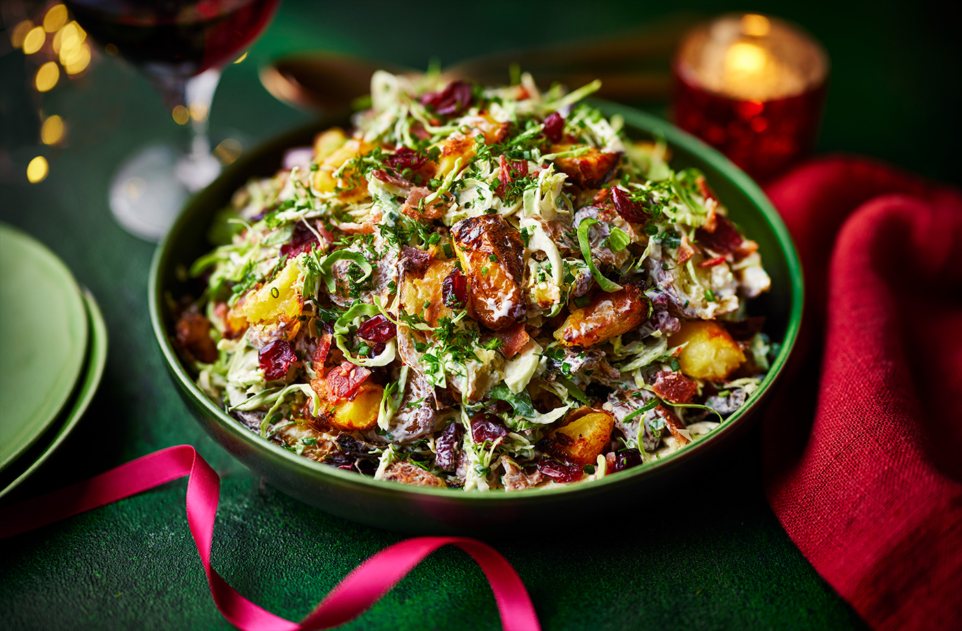 Festive smashed potato salad recipe