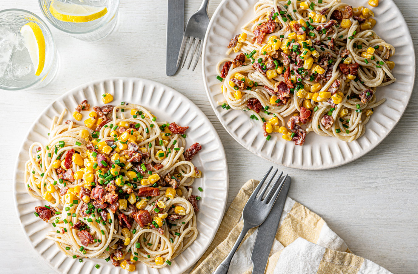 Creamy corn and bacon spaghetti recipe