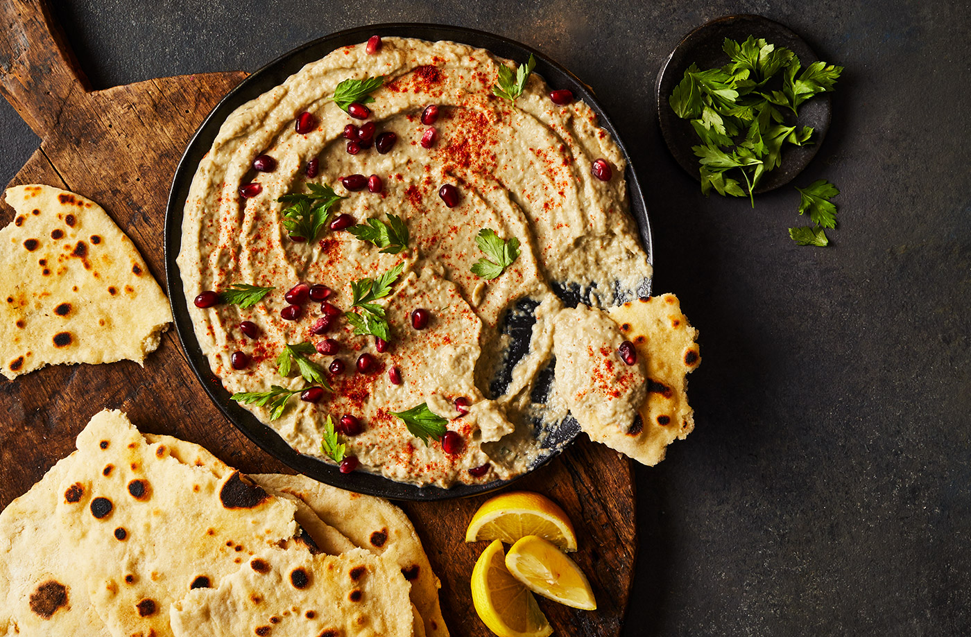 Air-fryer baba ganoush and flatbreads recipe