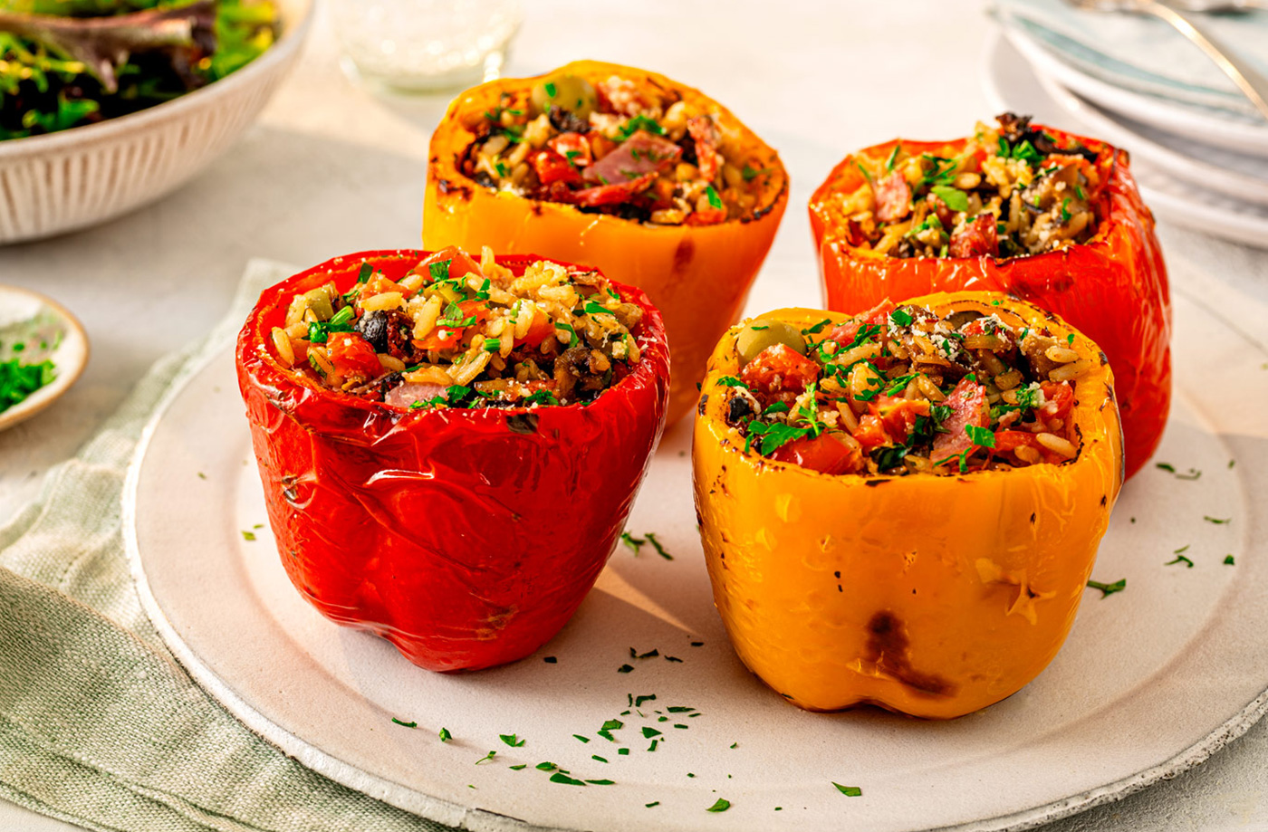 Air-fryer antipasti stuffed peppers recipe