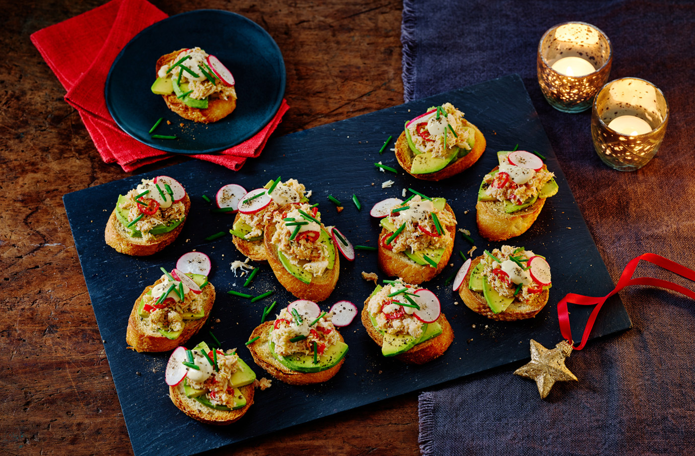 Crab and avocado toasts recipe