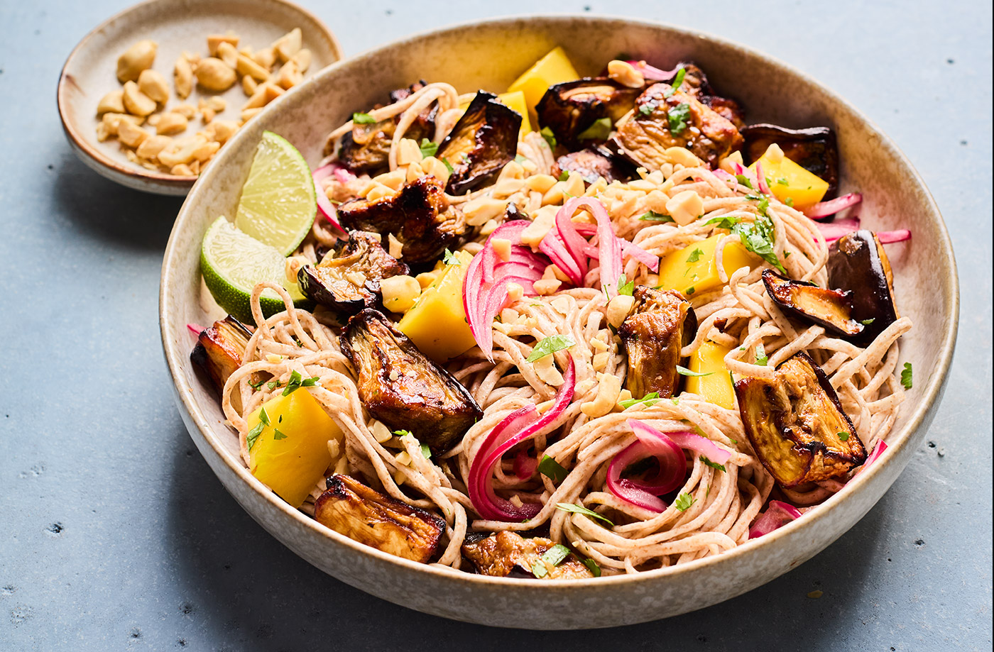 Miso aubergine noodle salad recipe
