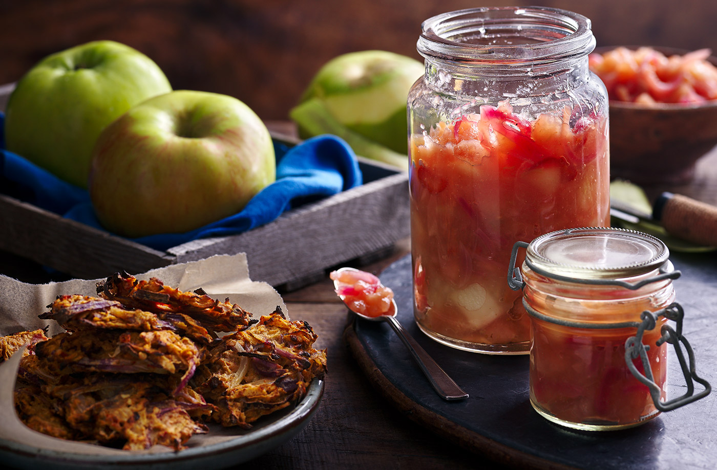 Baked apple pakoras with spiced apple chutney recipe