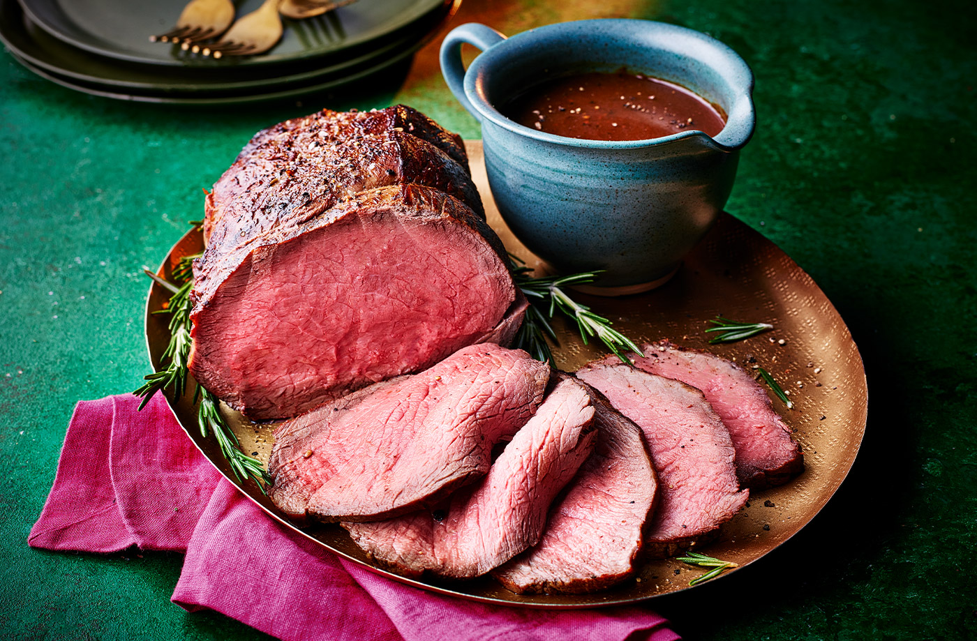 Beef with anchovy and mustard and a redcurrant gravy recipe