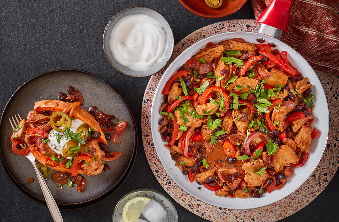 Mexican-inspired vegan 'chicken' and black bean stew recipe
