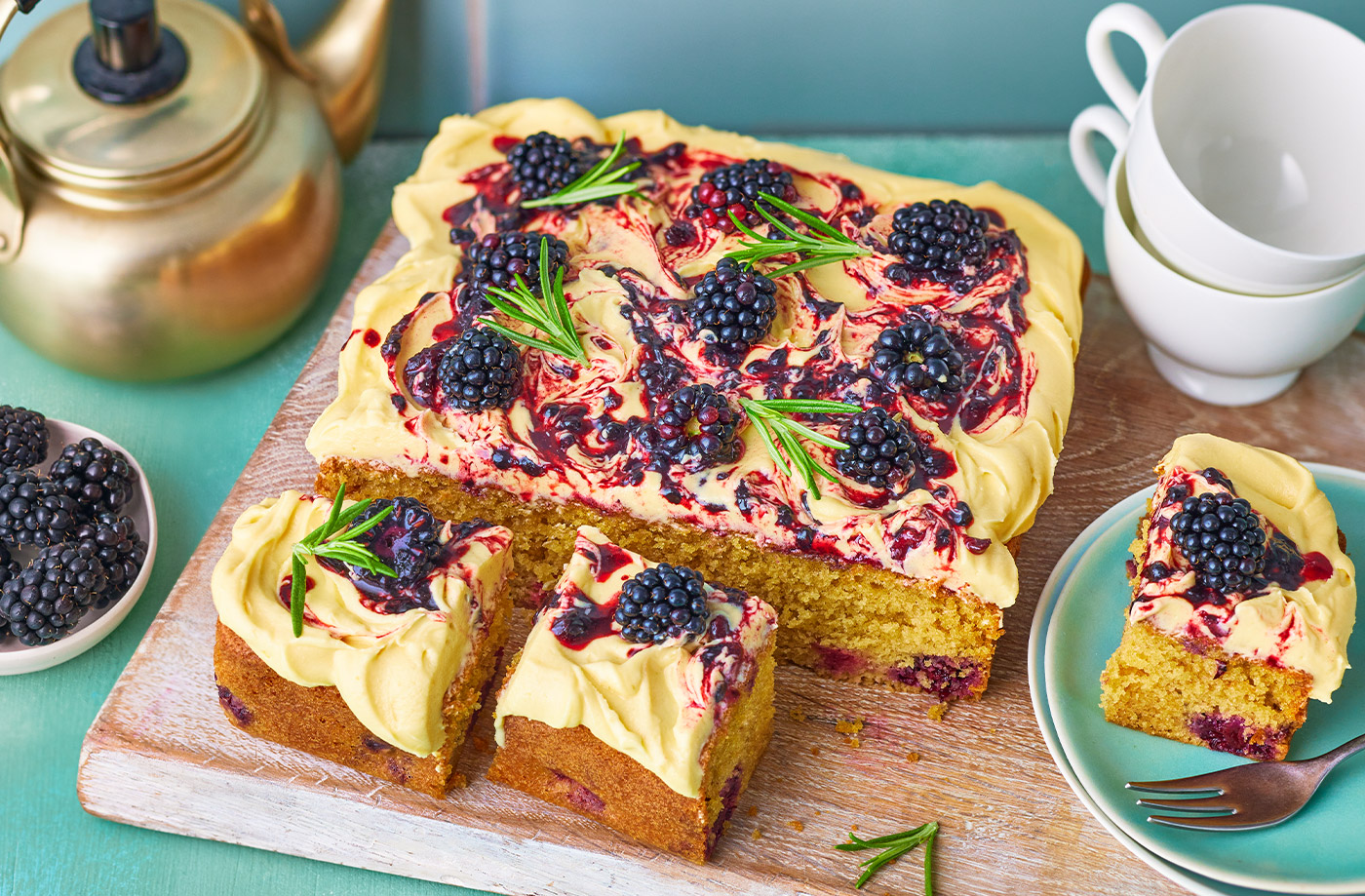 Blackberry and blonde chocolate traybake recipe