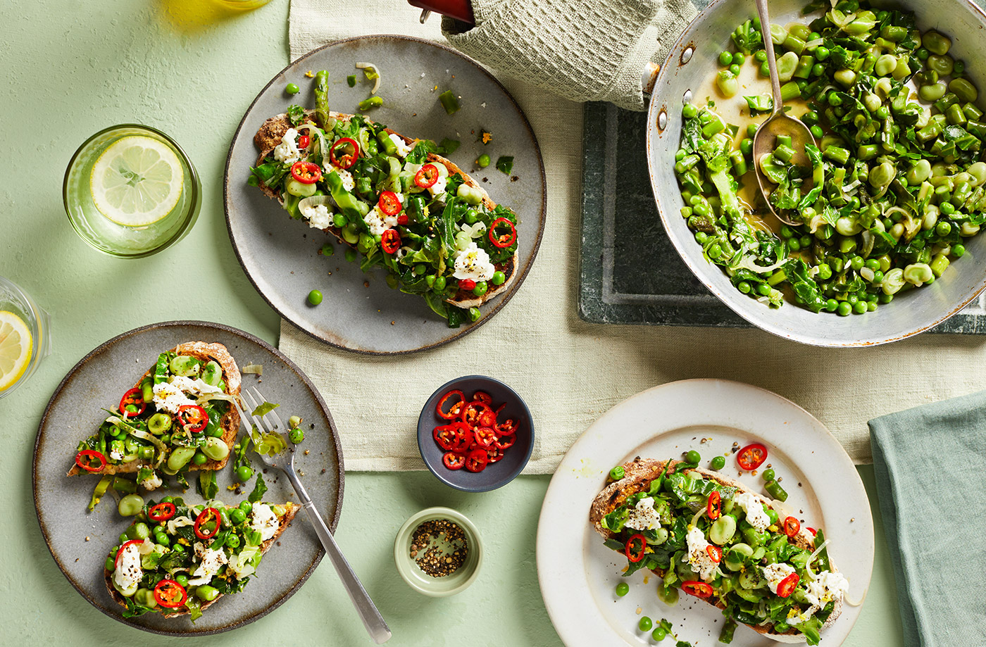 Braised greens on toast recipe