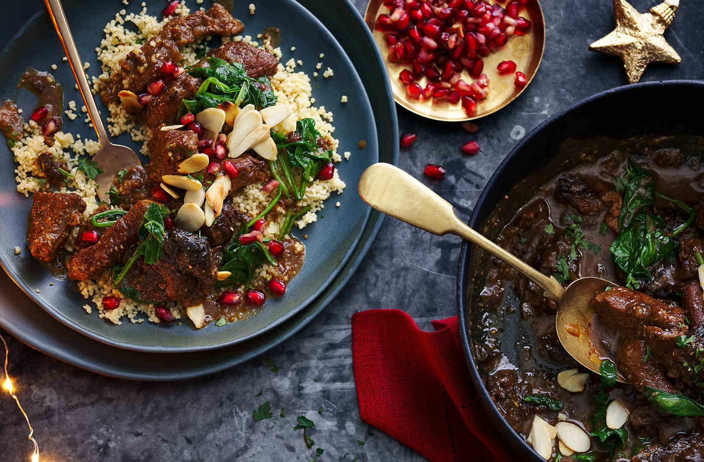 Braised lamb with prunes and almonds recipe