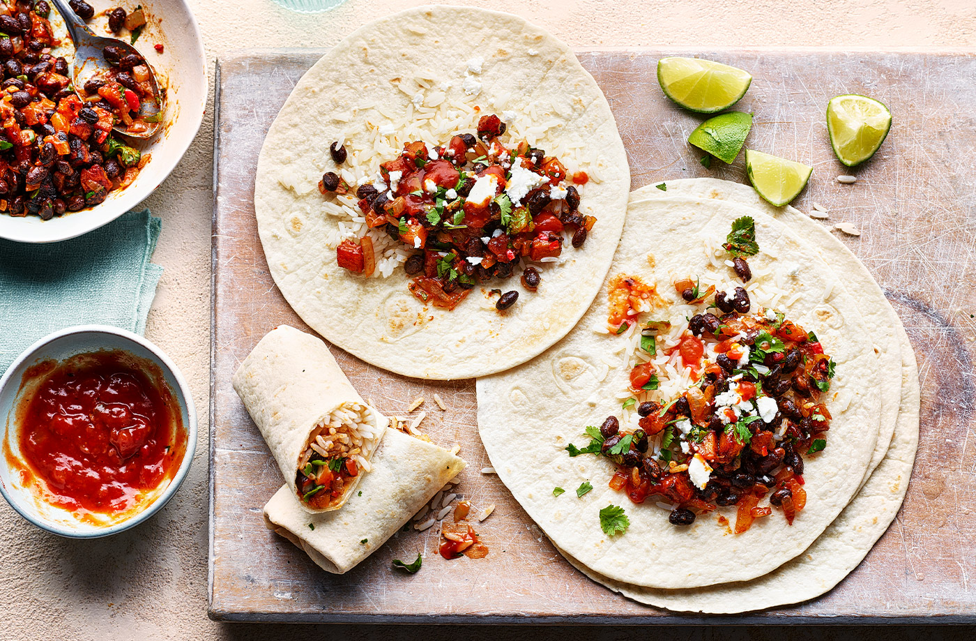 Butternut and black bean burritos recipe