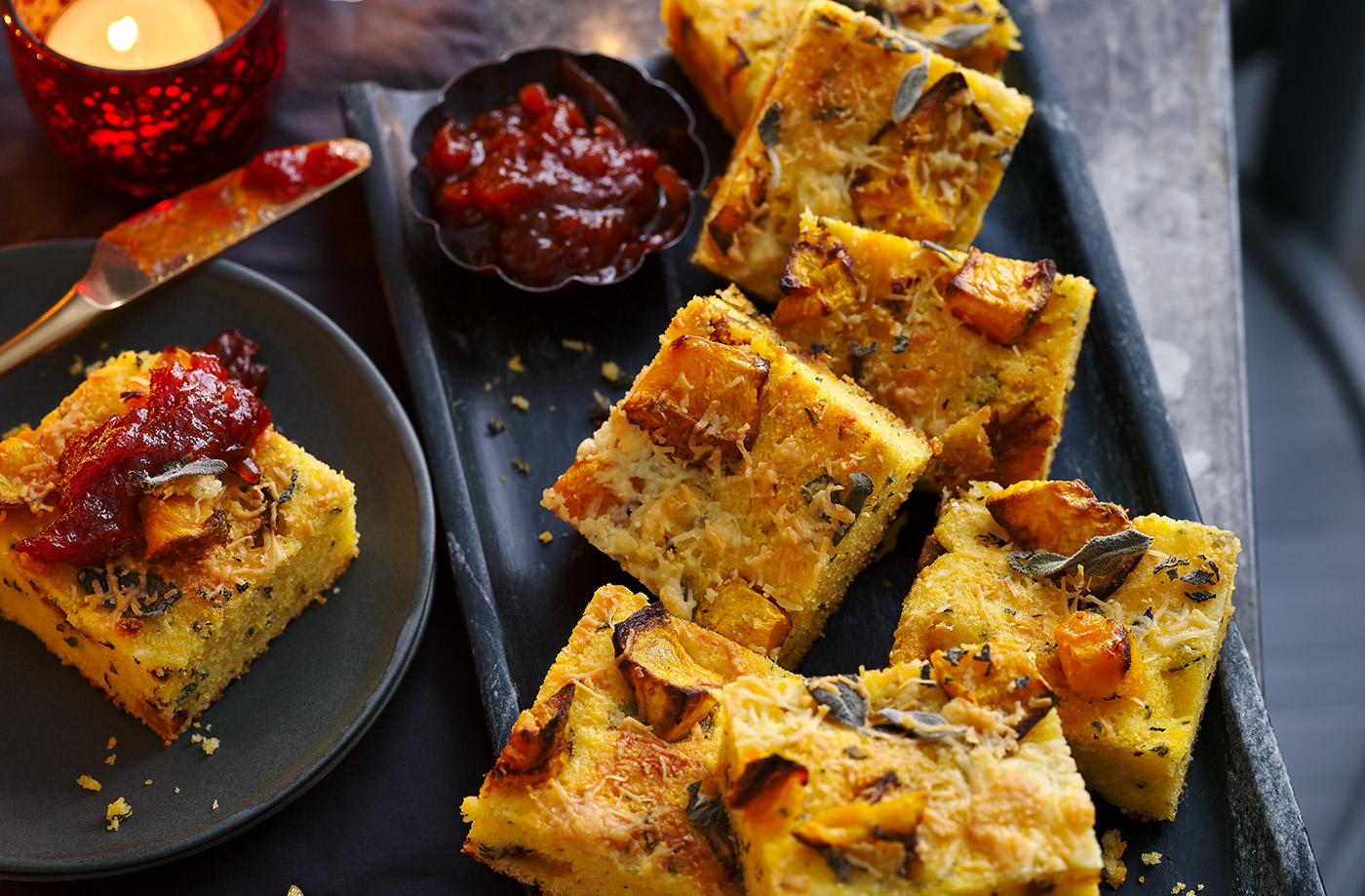 Butternut, sage and cheddar cornbread squares recipe