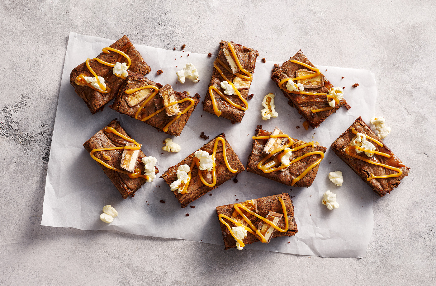 Caramel peanut popcorn brownies recipe
