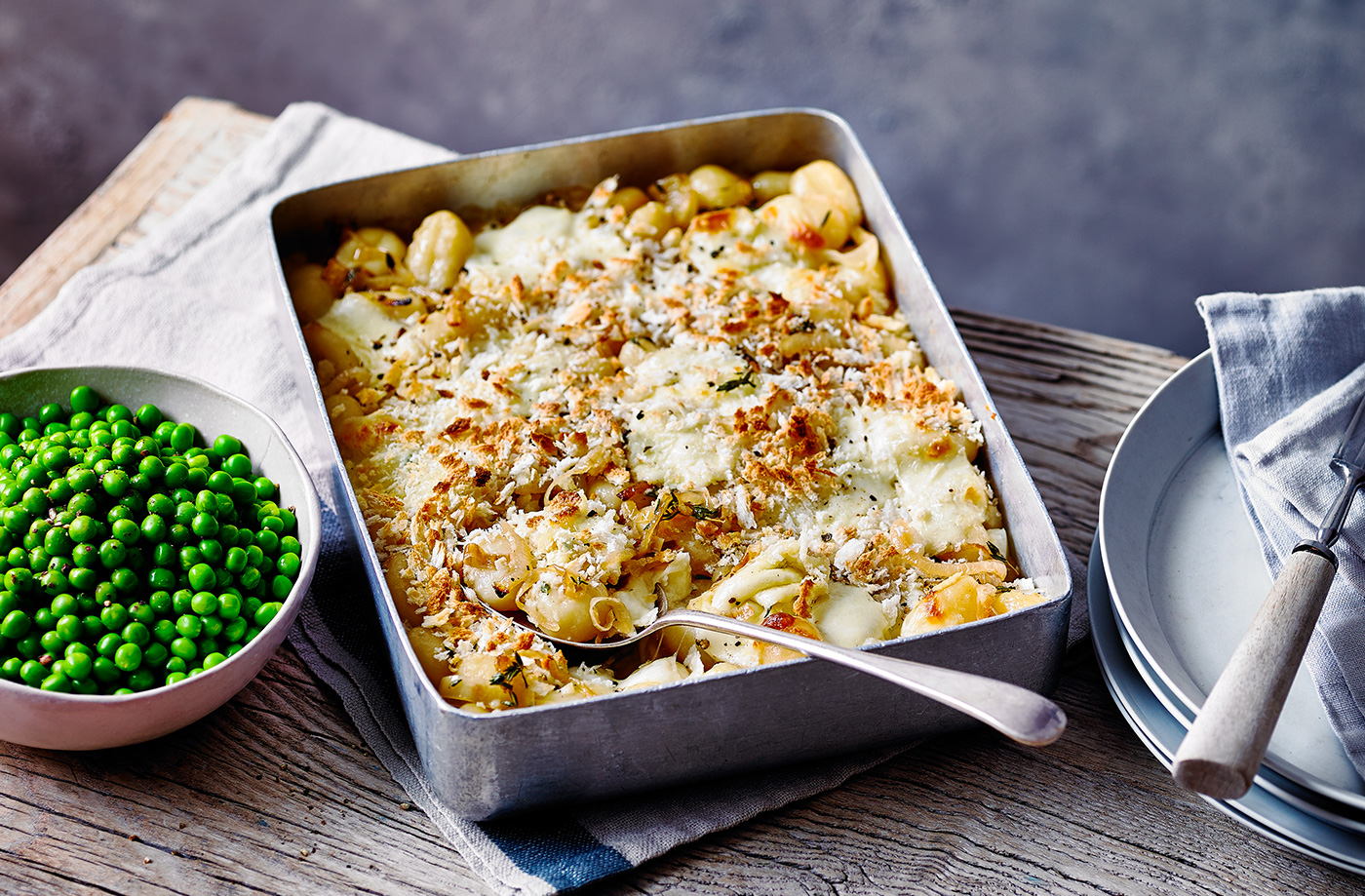 Caramelised onion gnocchi gratin recipe