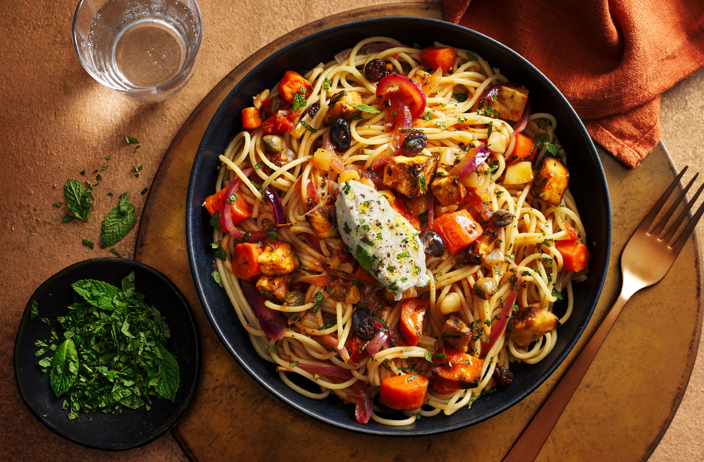 Carrot caponata spaghetti recipe