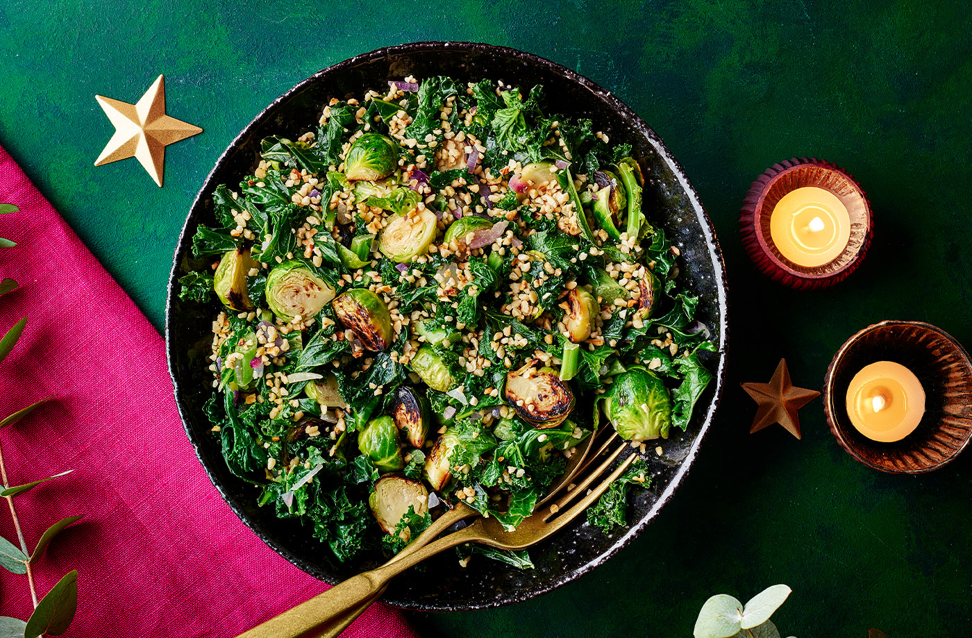 Charred greens with orange and hazelnuts recipe