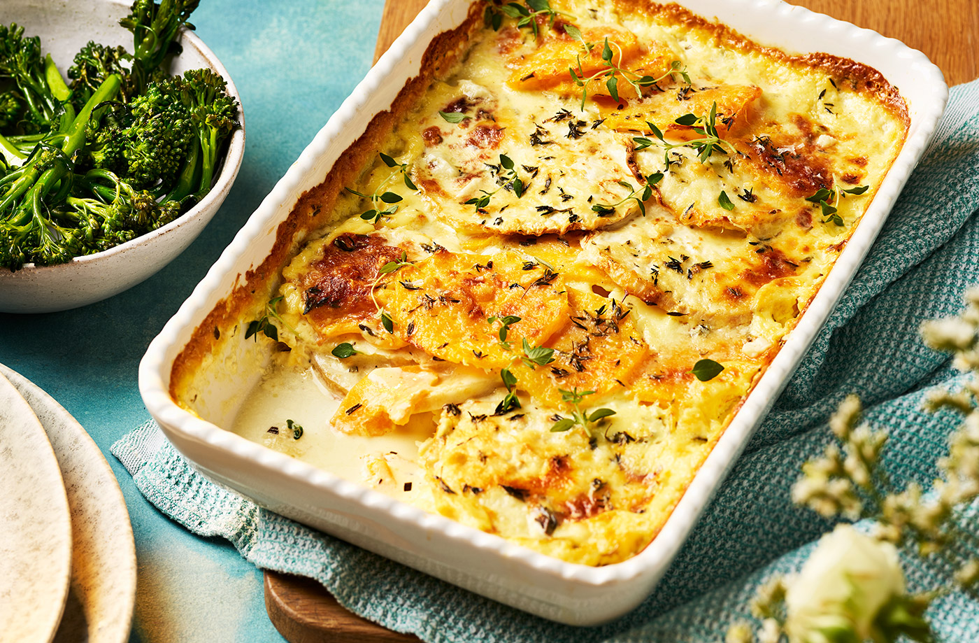 Cheesy celeriac and squash gratin recipe