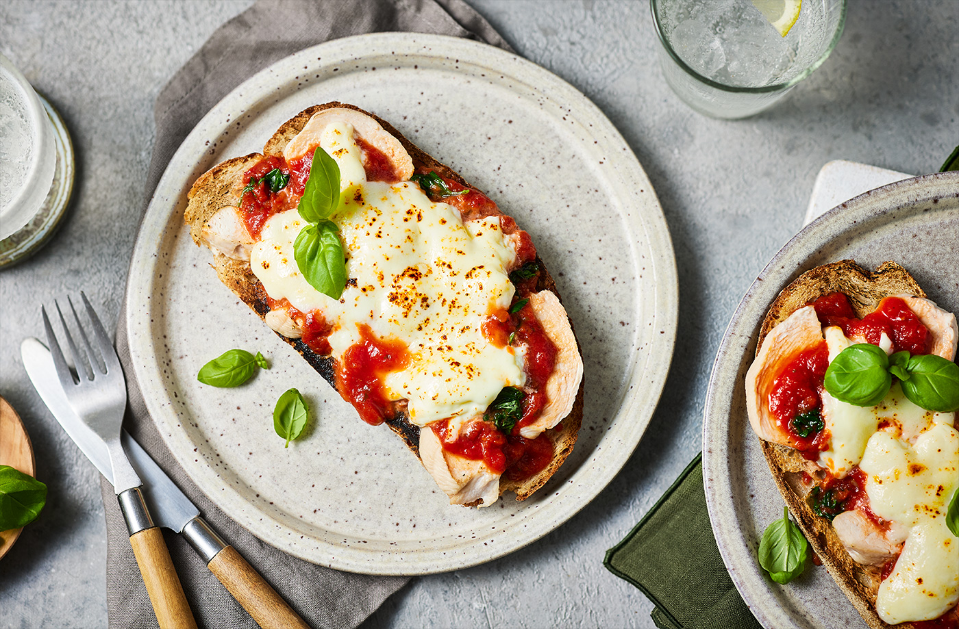 Chicken parmigiana on toast recipe