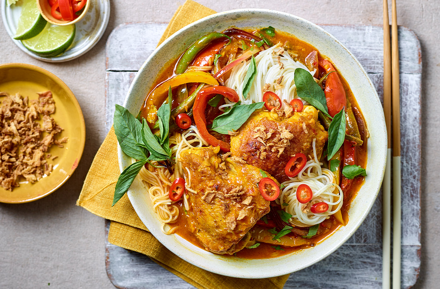Chicken curry noodle bowls recipe