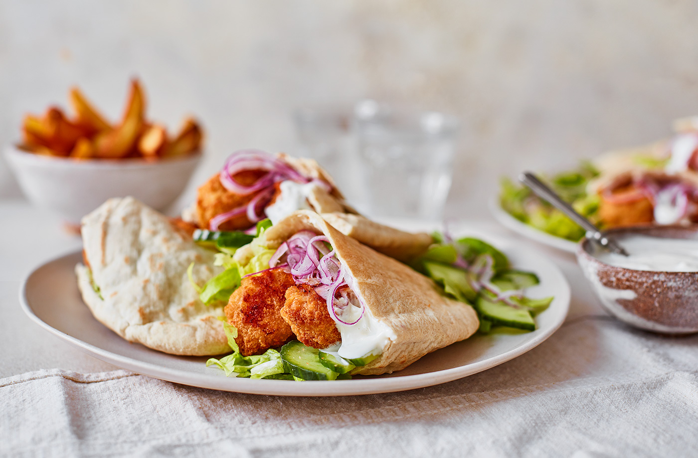 Chicken nugget pittas recipe
