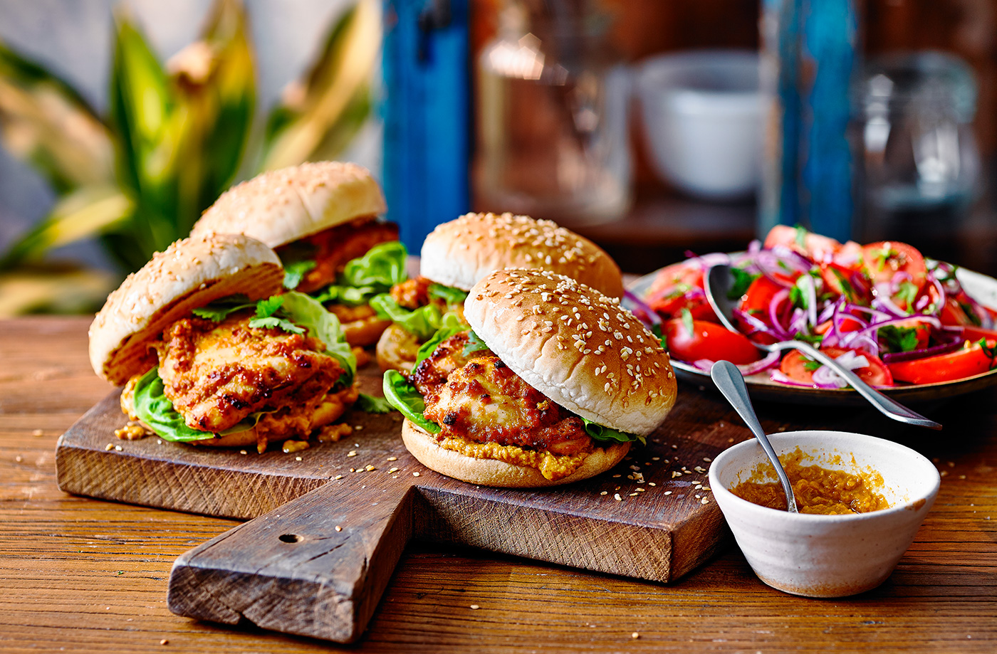 Chicken satay burgers recipe
