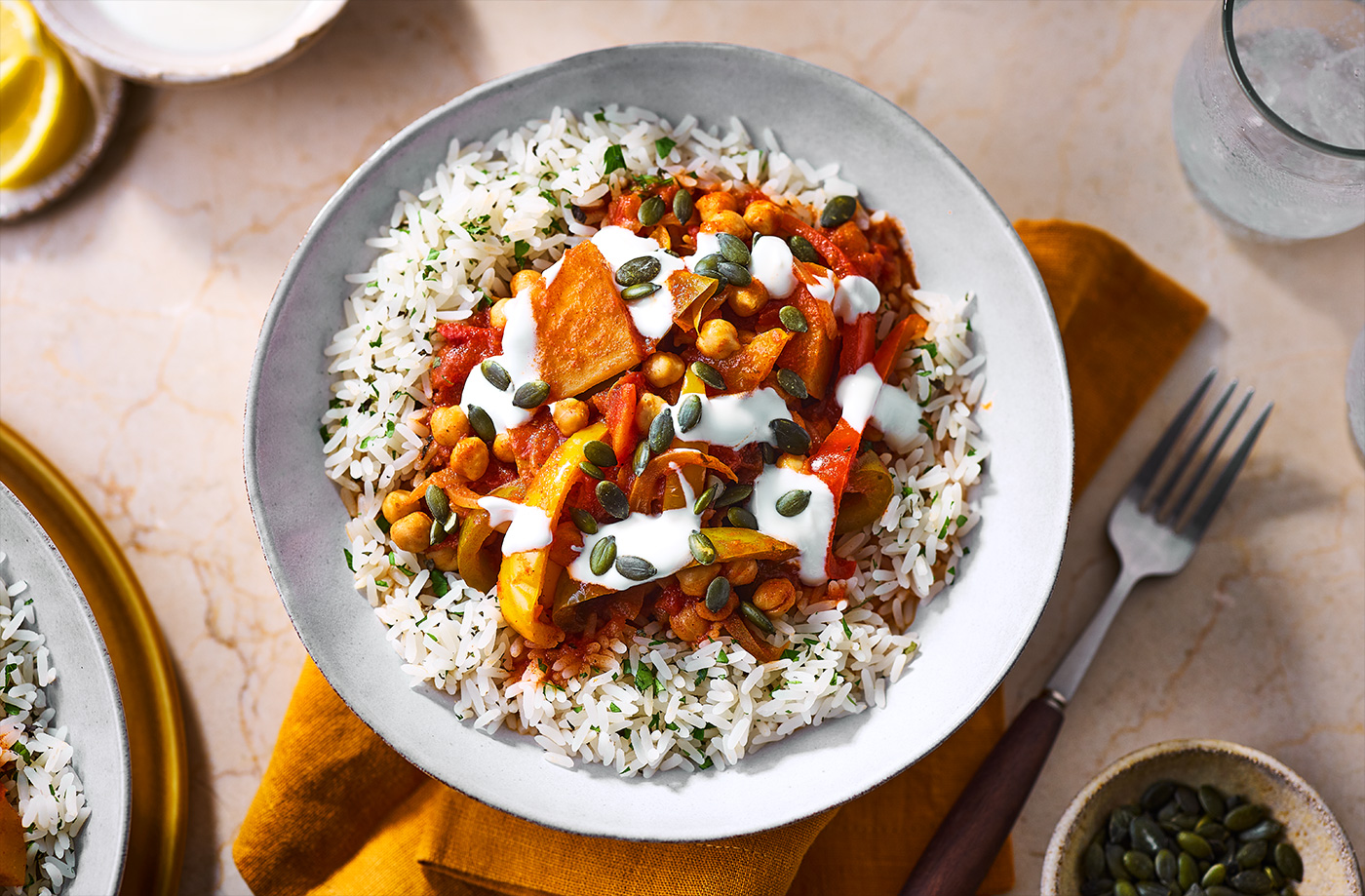 Chickpea, pepper and potato Spanish-style stew recipe