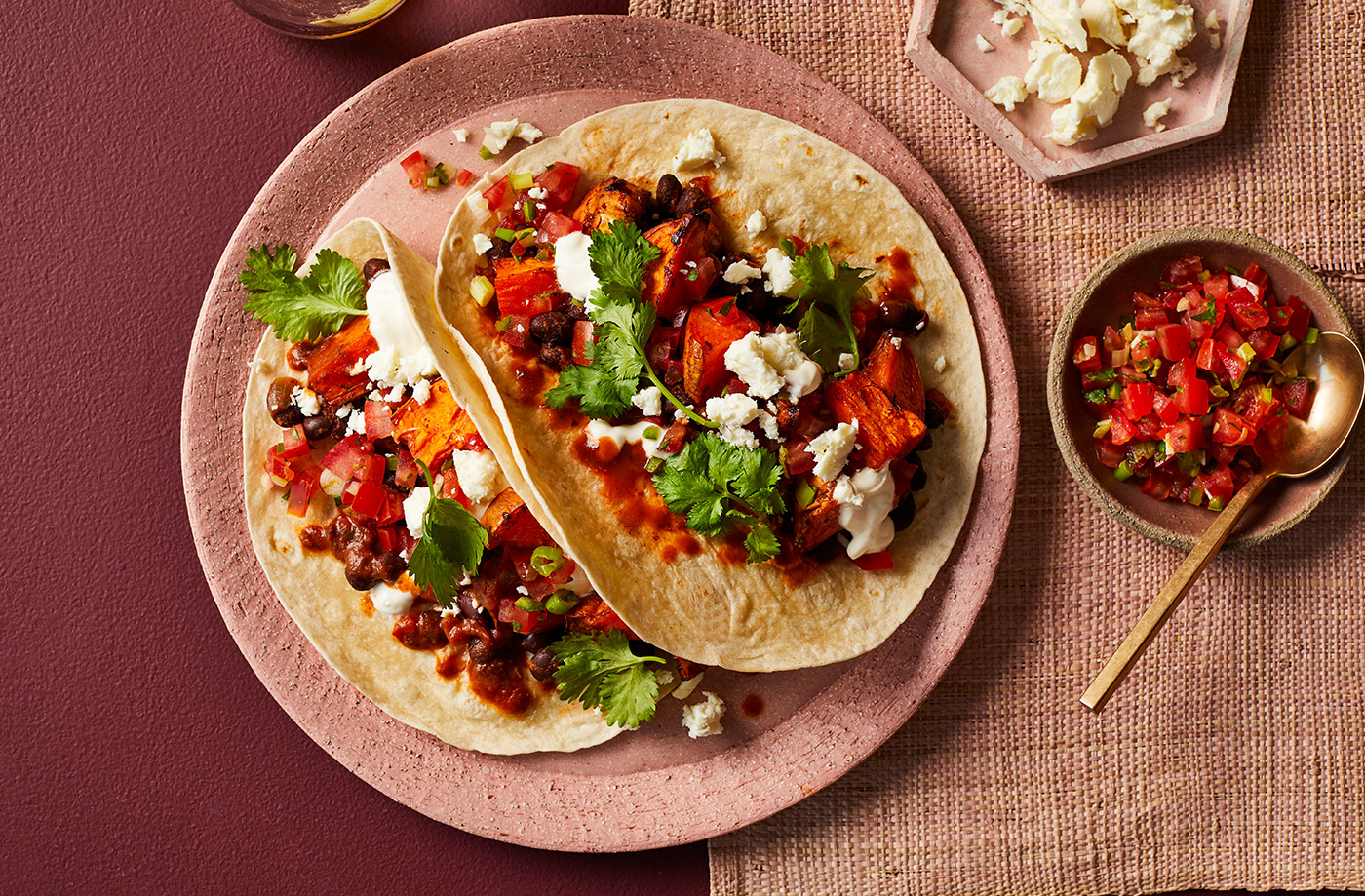 Chipotle black bean and sweet potato tacos recipe