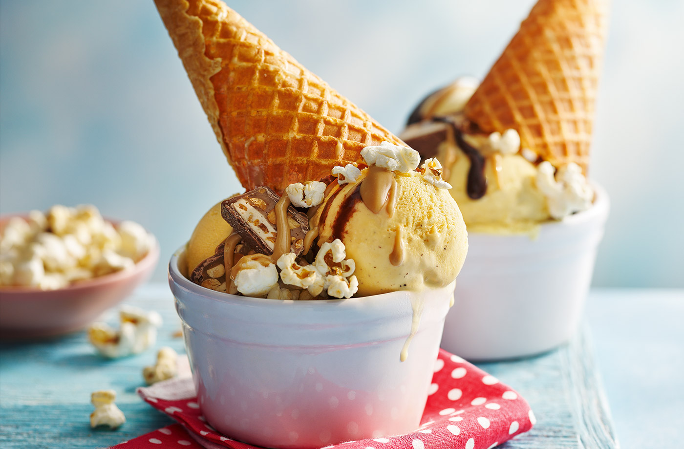 Chocolate and peanut butter upside-down cones recipe