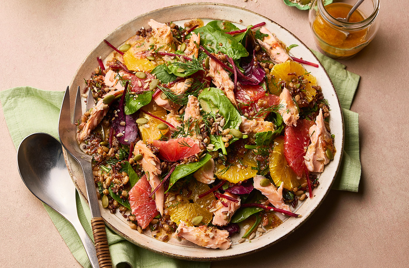 Citrus and salmon grain salad recipe