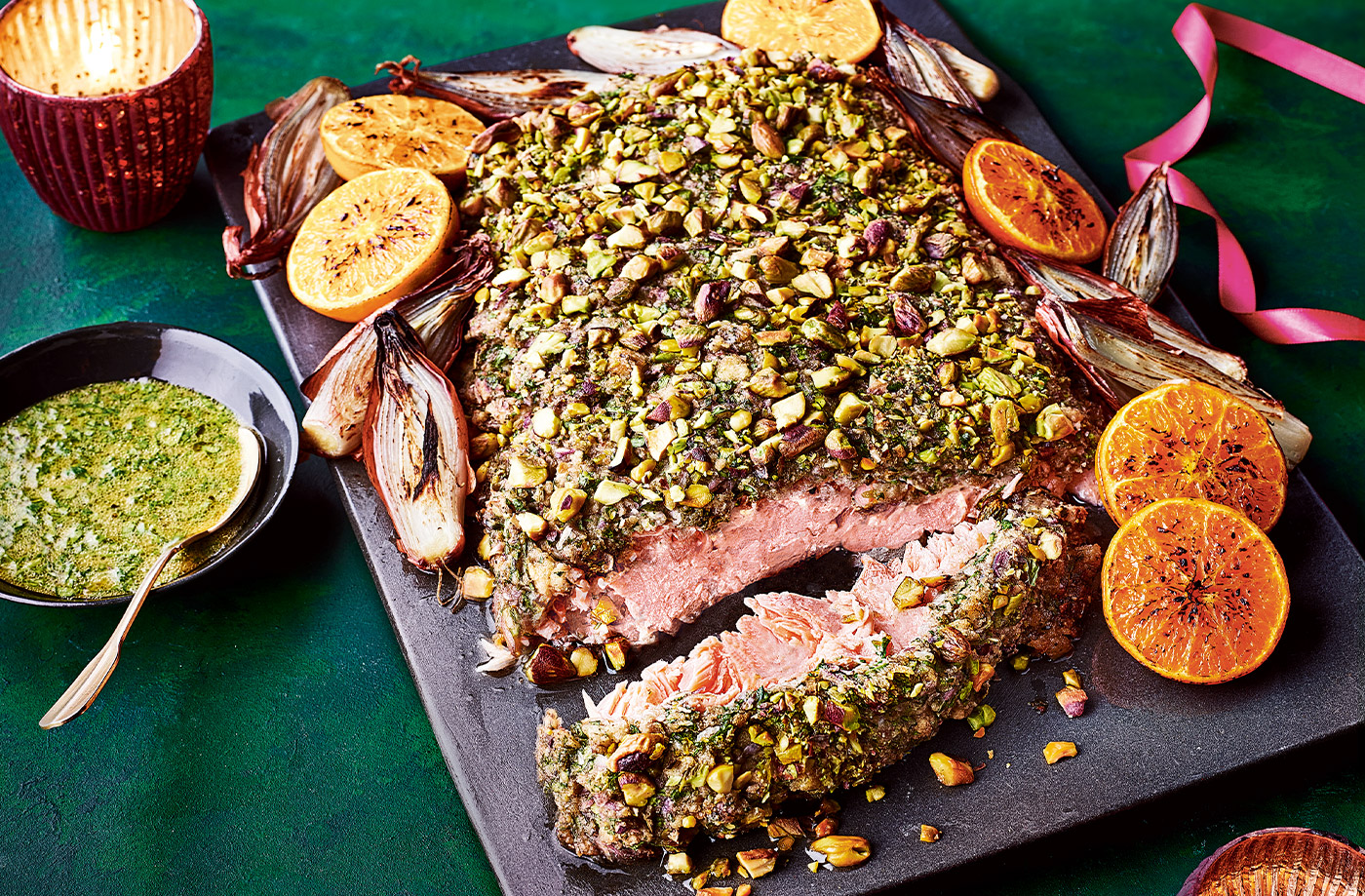 Citrus and stuffing salmon recipe