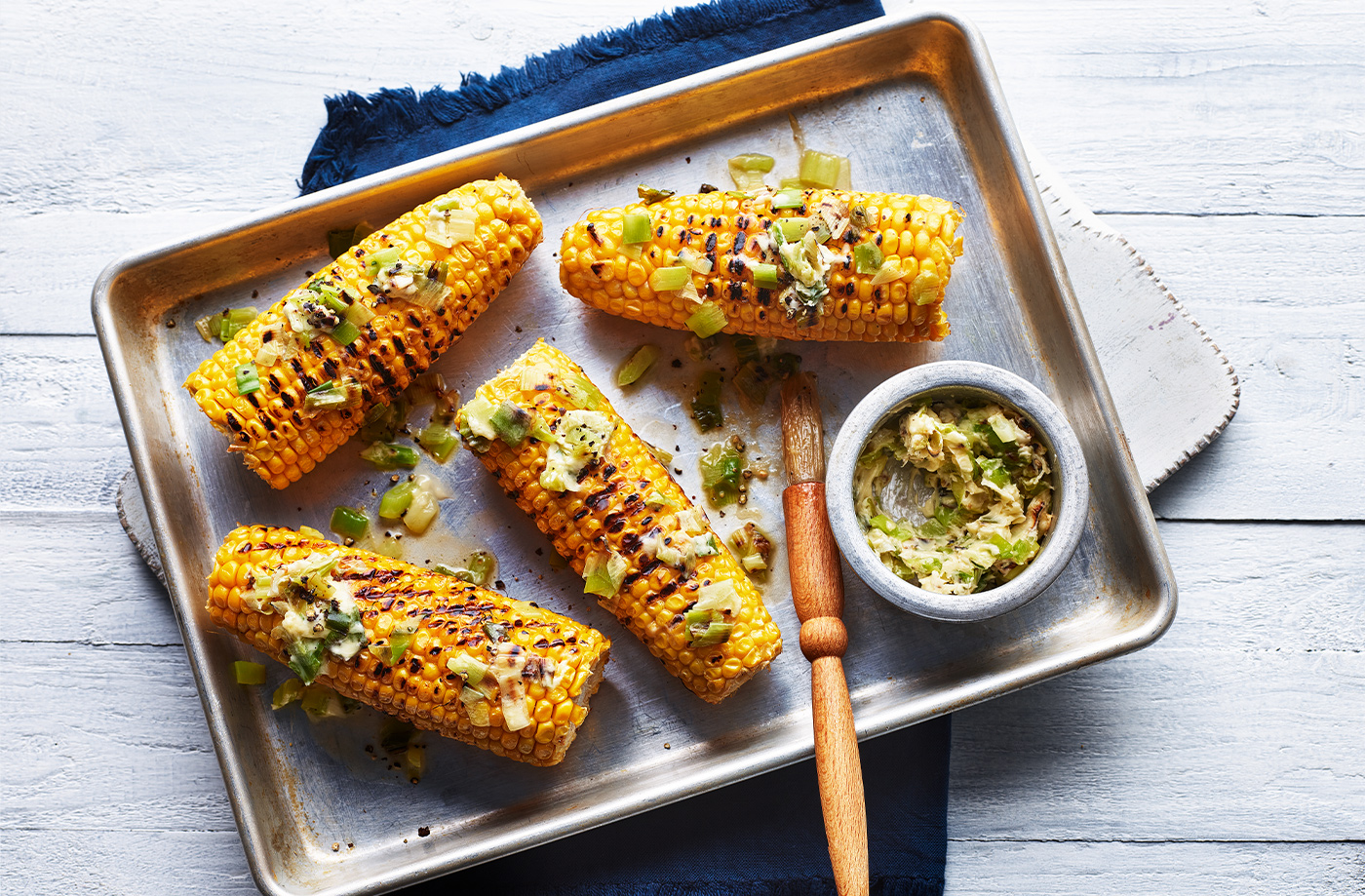 Corn on the cob with charred spring onion butter recipe