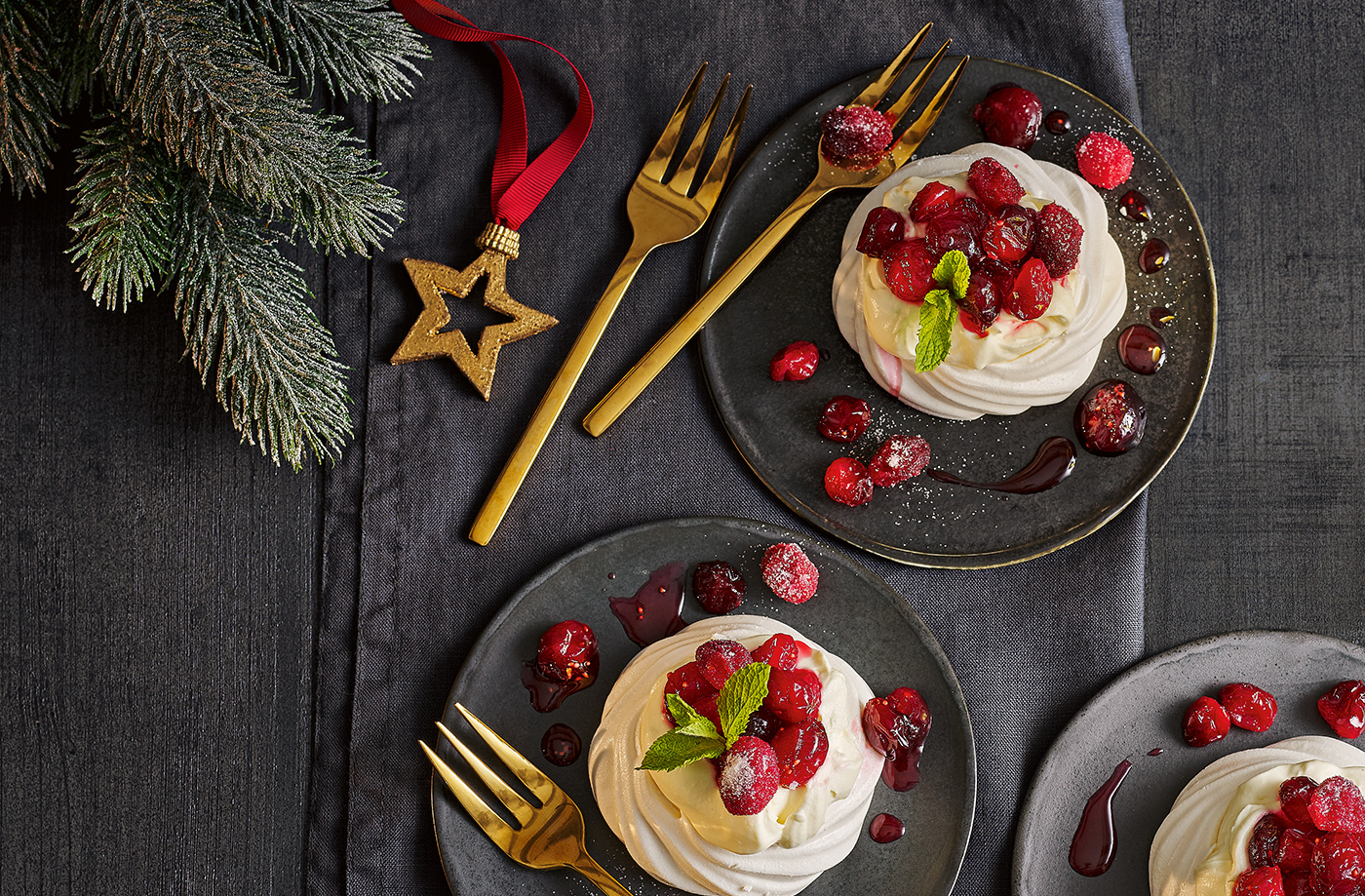 Cranberry and star anise meringue nests recipe