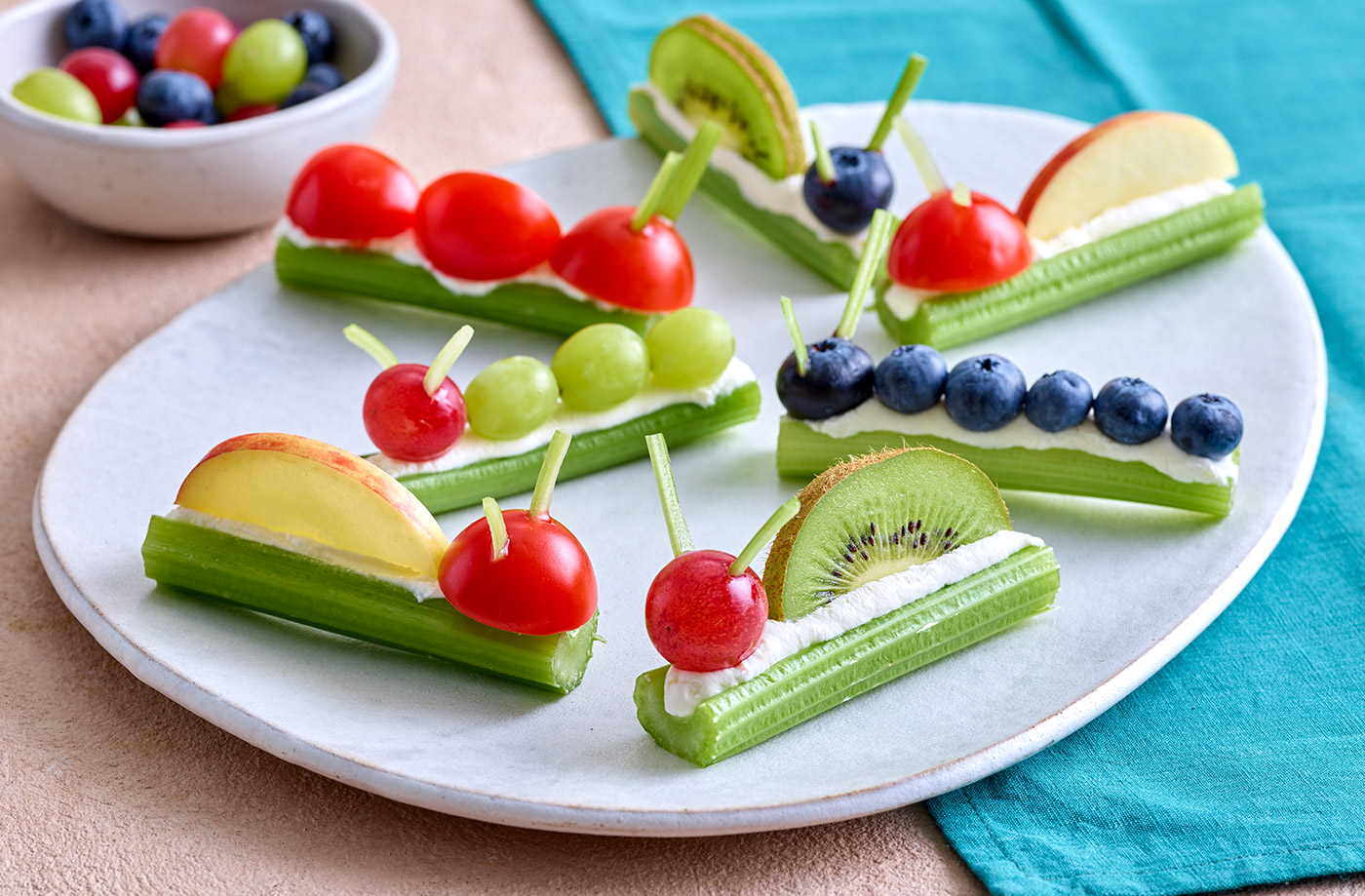 Celery cream cheese caterpillars recipe