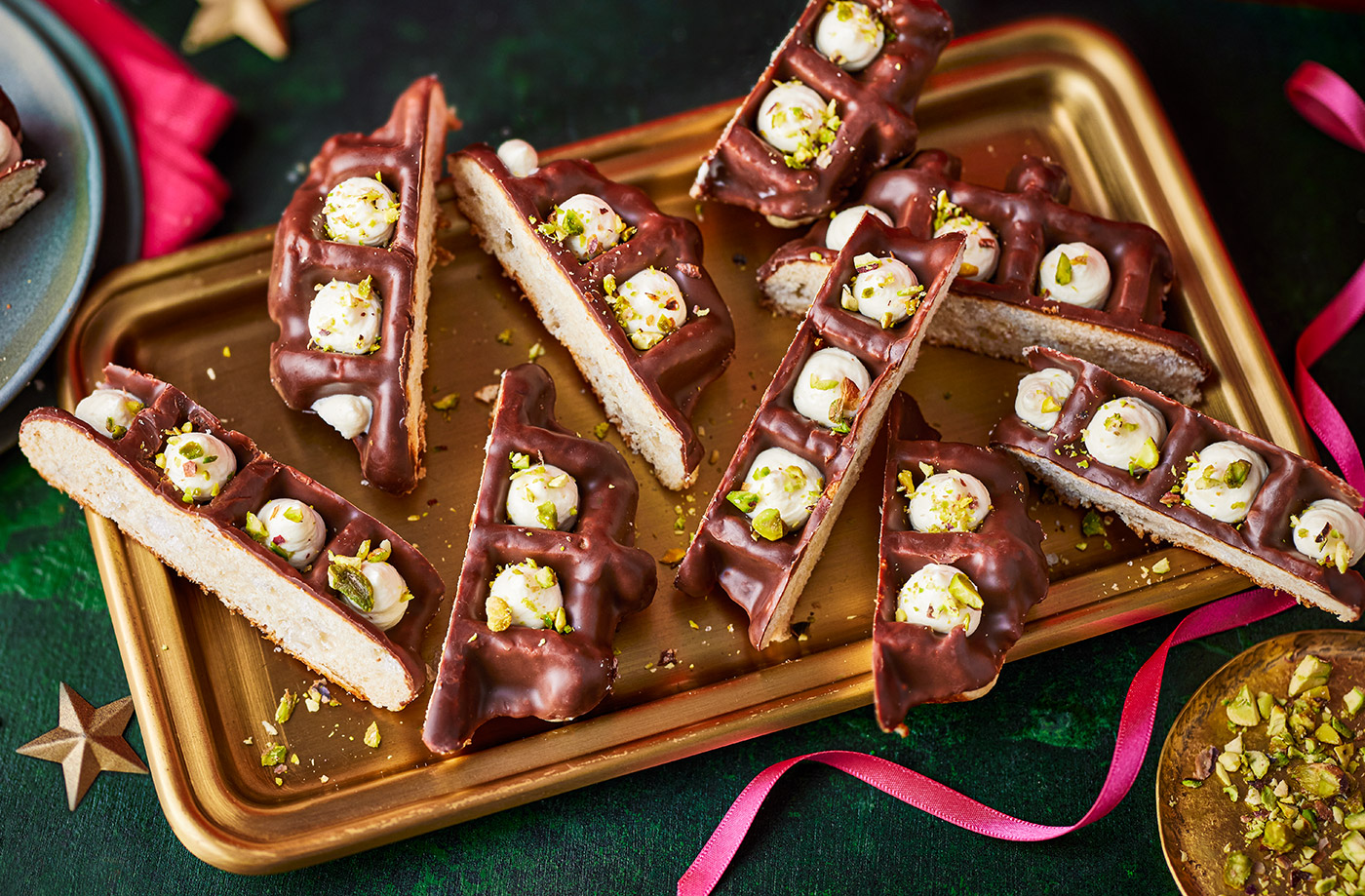 3-ingredient creamy chocolate waffle bites recipe