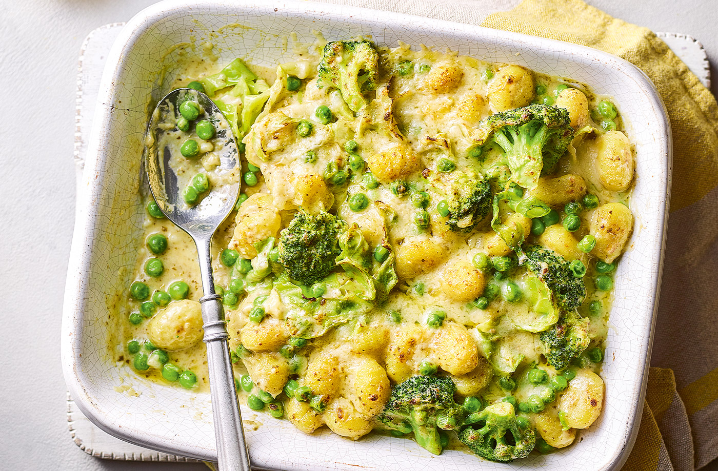 Crispy gnocchi, broccoli and cheese bake recipe