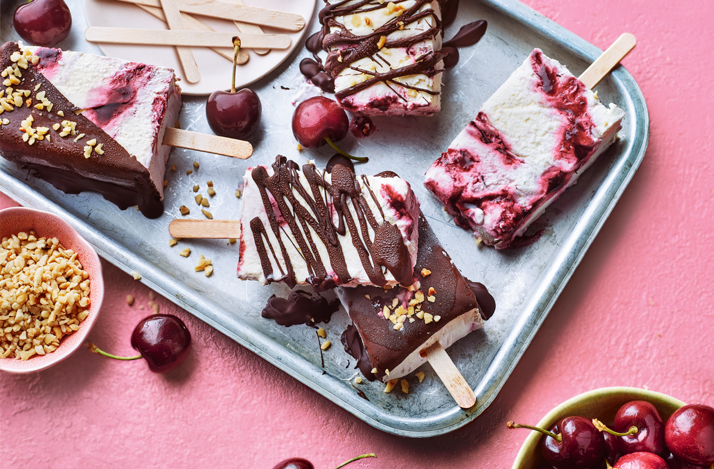 Cherry Bakewell choc lollies recipe