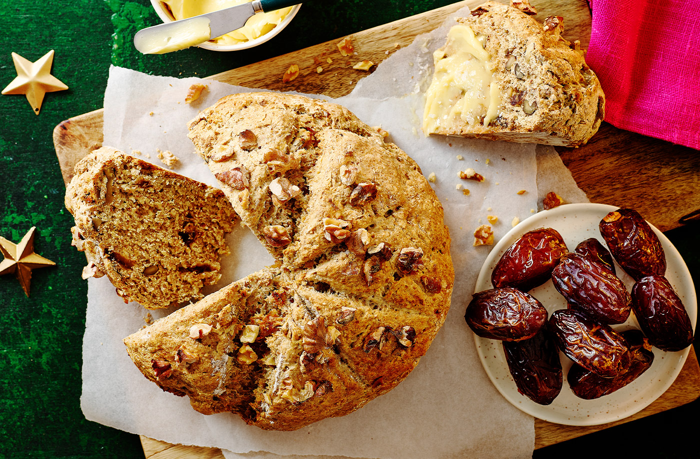 Date and walnut soda bread with salted honey butter recipe