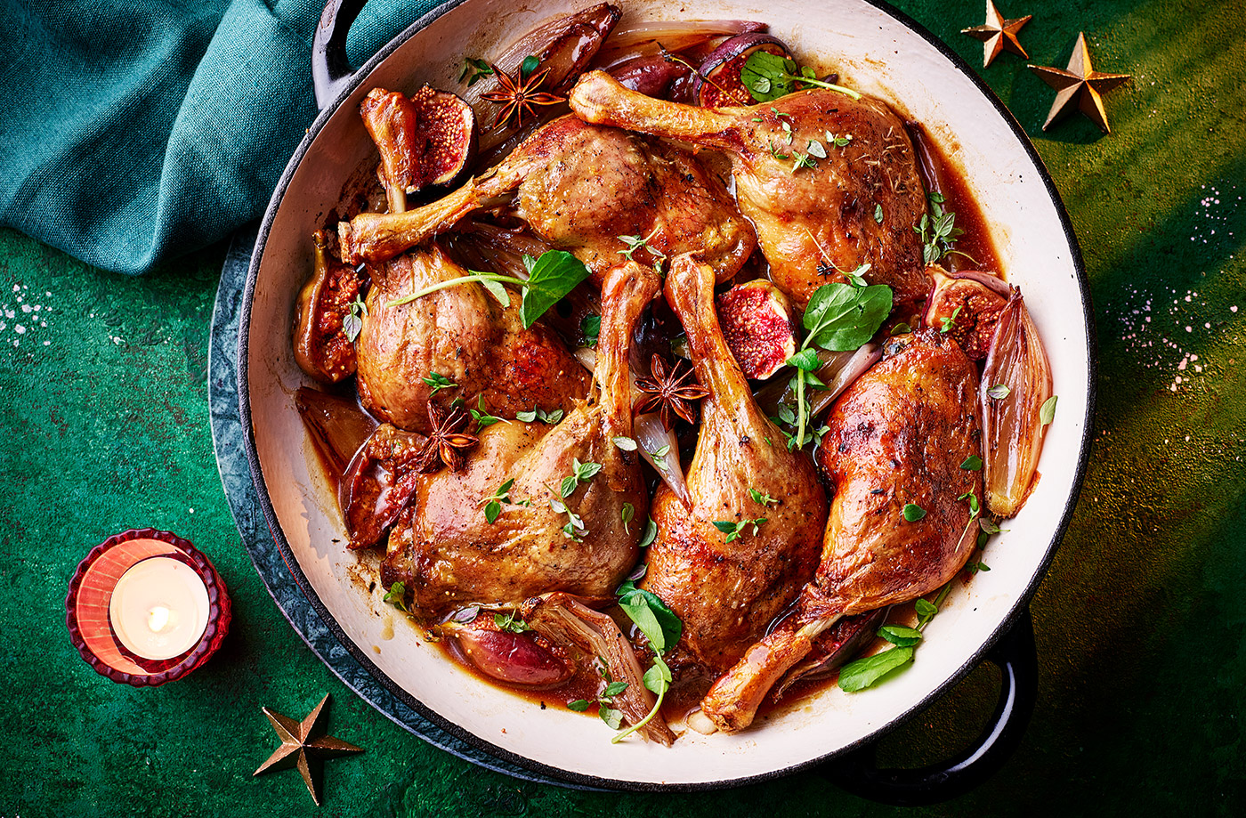 Duck with figs, shallots and sherry gravy recipe