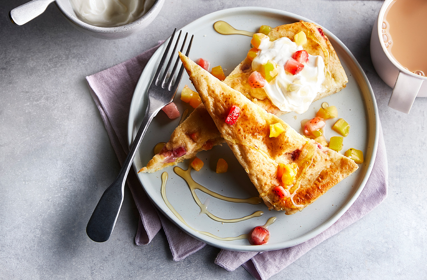 Fruity pancake traybake recipe