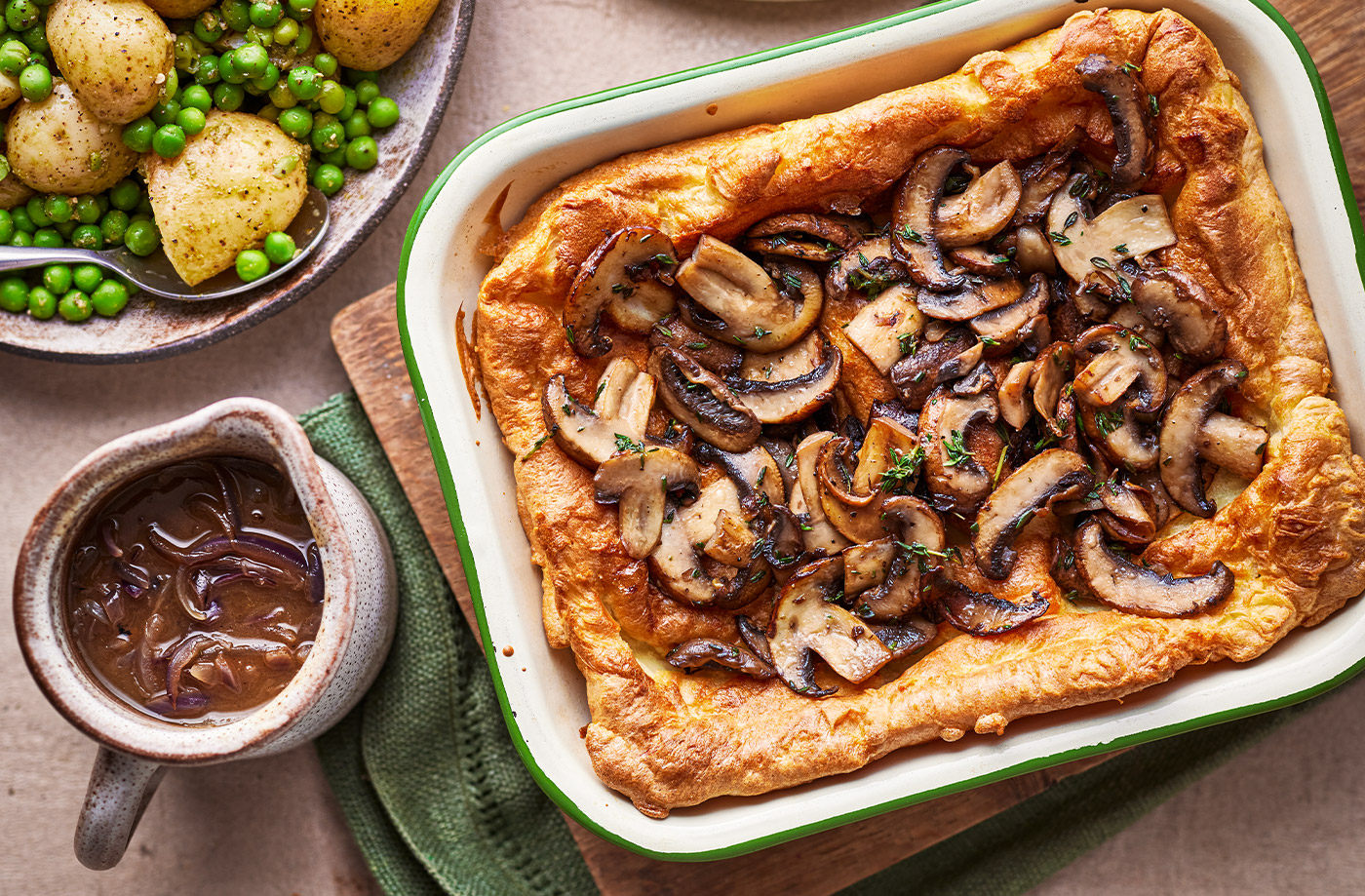 Giant Yorkshire pud with garlic mushrooms recipe