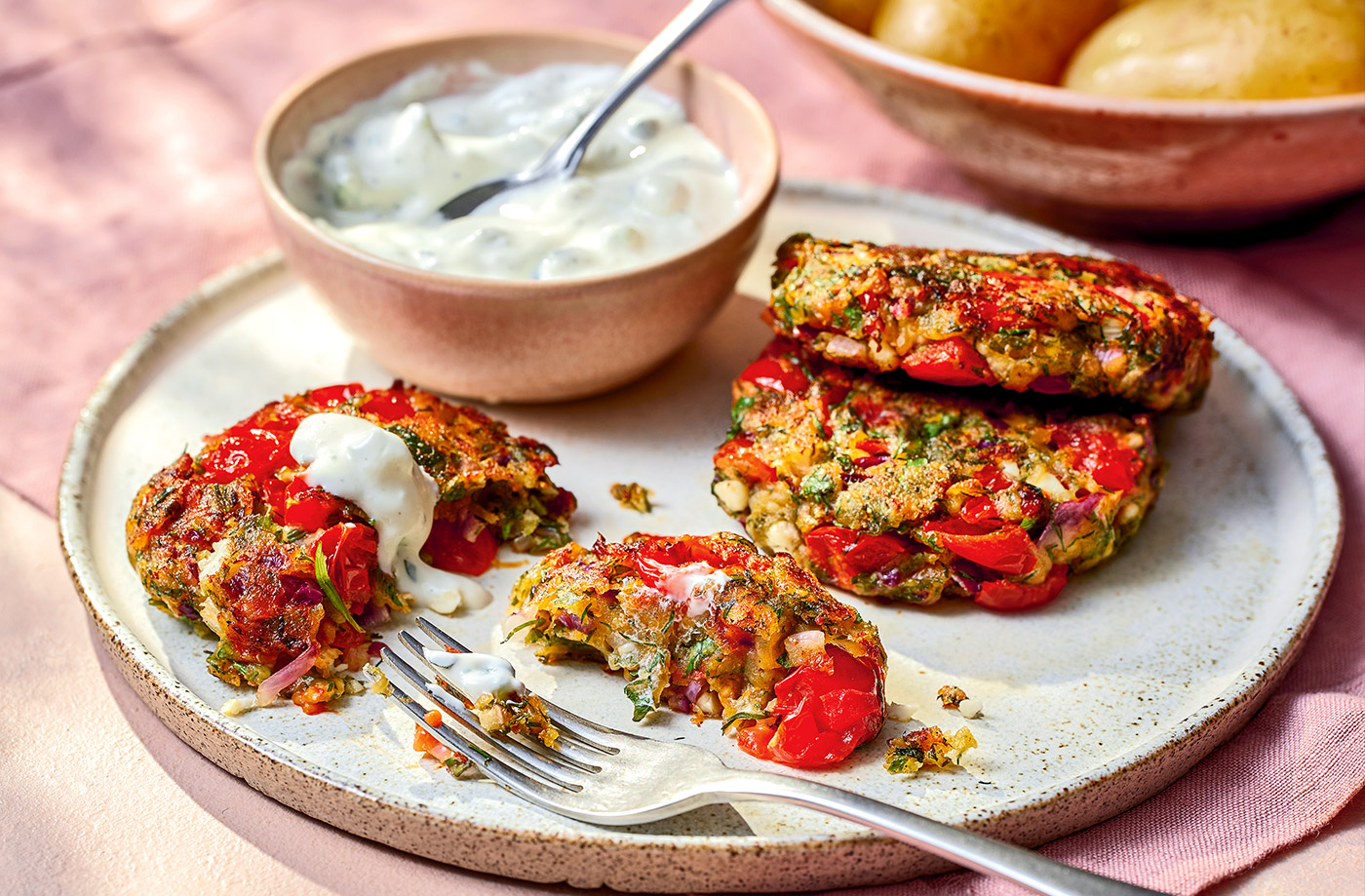 Greek-style tomato and feta fritters recipe