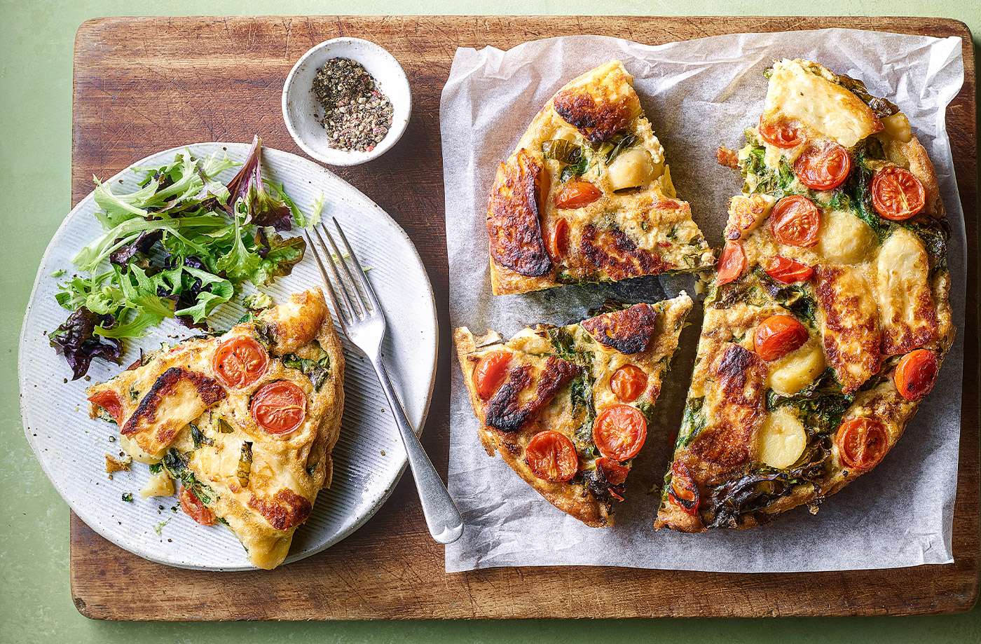 Halloumi, potato and spring greens frittata recipe
