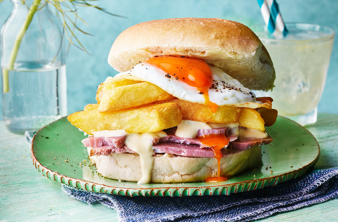 Ham, egg and chip butty recipe