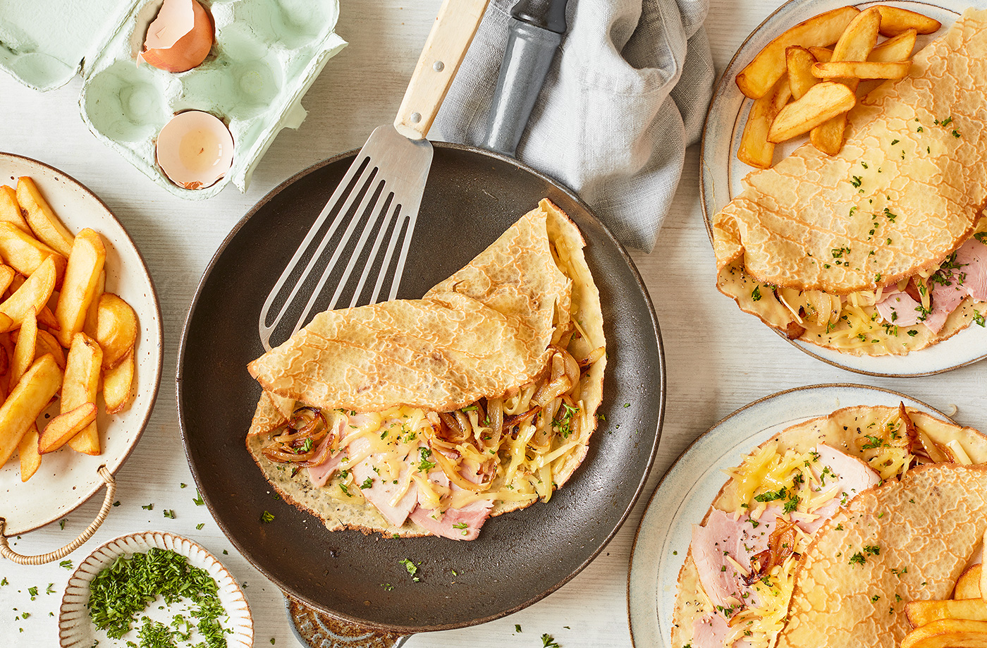 Cheese and ham pancakes recipe