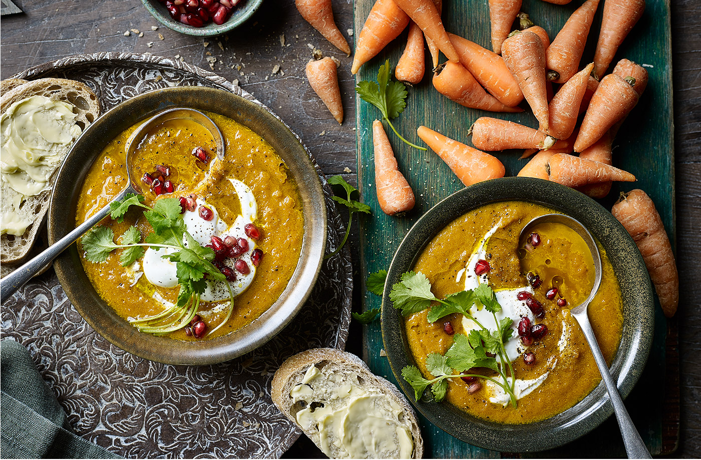 Harissa-roasted carrot soup recipe