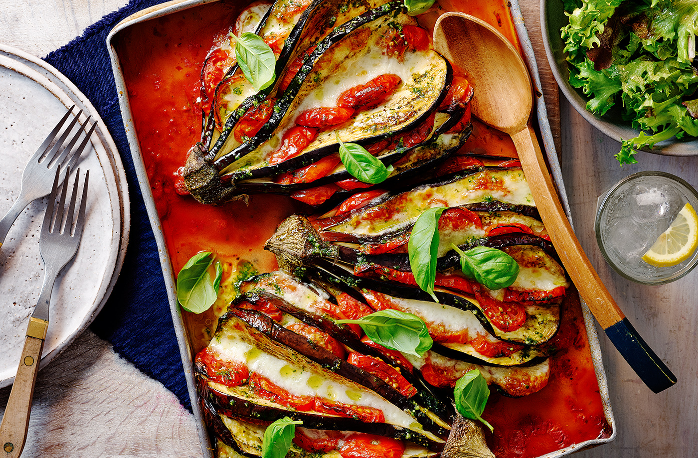 Hasselback aubergine parmigiana recipe