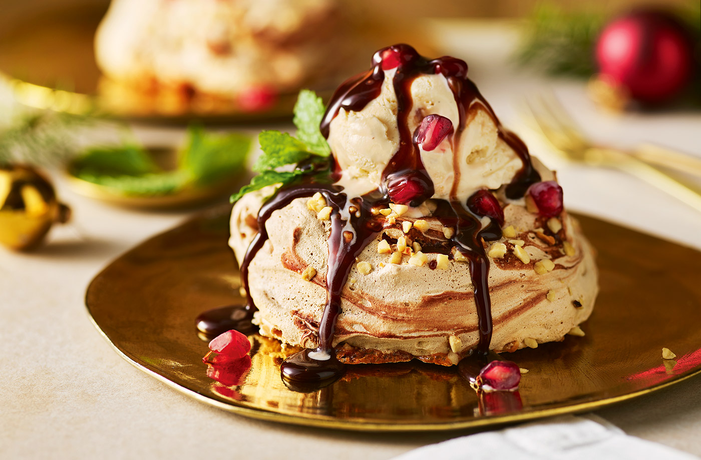 Hazelnut meringues with hot chocolate sauce recipe