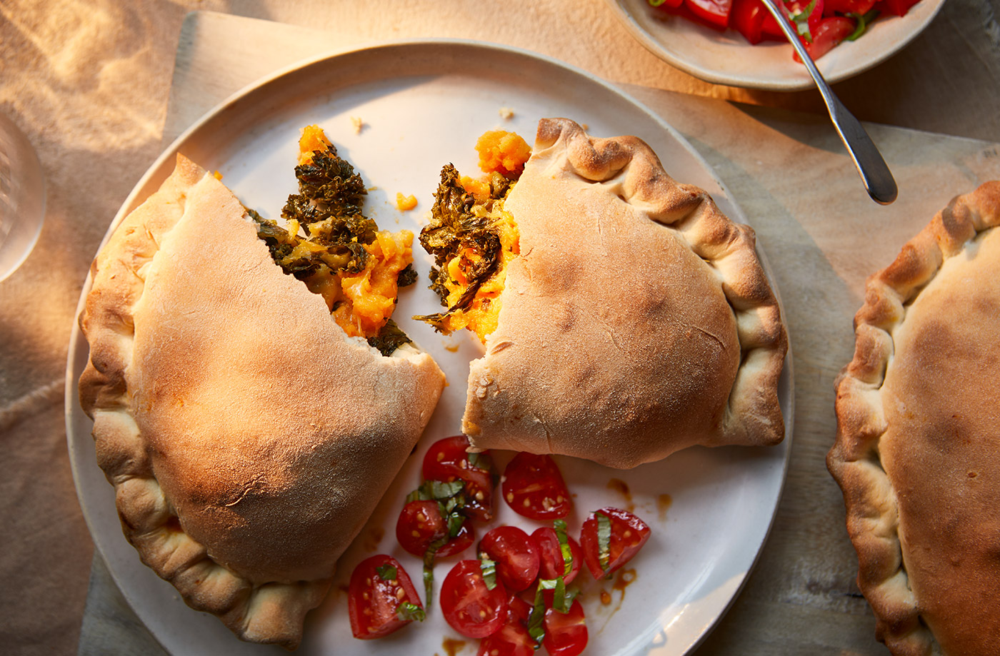 Herby sweet potato calzones recipe